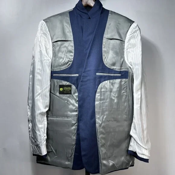 NWT 2 Pc 46L WALTER MORTON Men's Blue Pin Stripe Worsted Wool Blend Suite - Picture 7 of 16